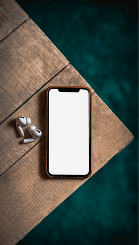Iphone Mockup On A Wooden Table