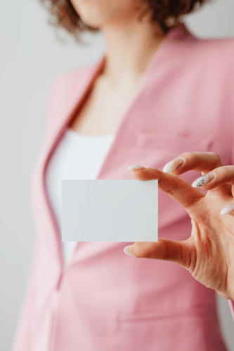 Woman Holding Business Card Mockup