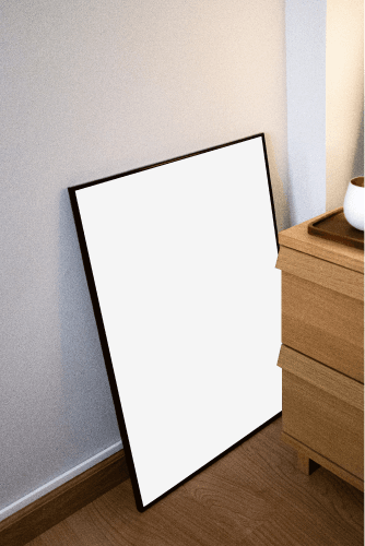 Wood Frame Mockup On The Floor