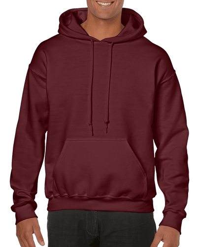 Man Burgundy Gildan Hoodie Mockup