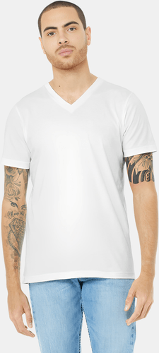 Man Wearing V-neck Bella Canvas Mockup