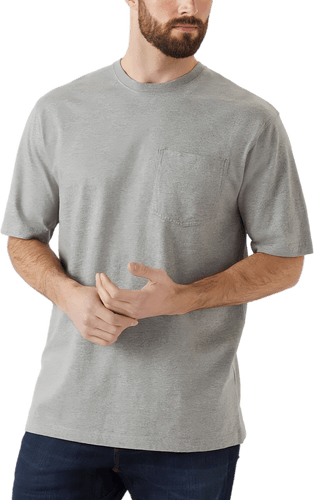 Gray Crew Neck Pocket T Shirt Mockup