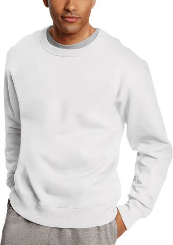 Man Powerblend Fleece White Sweatshirt Mockup