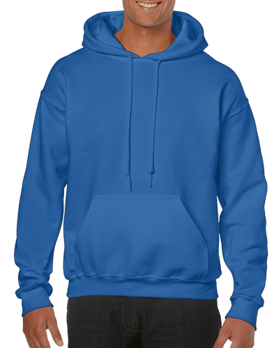 Man Kangroo Pocket Blue Gildan Hoodie Mockup