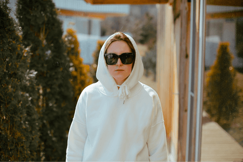 Woman In White Classic Hoodie Mockup