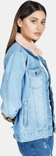 Woman Blue Denim Jacket Mockup