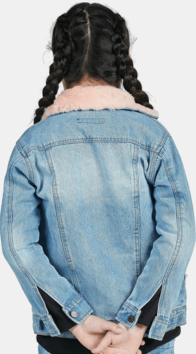 Girl's Back In Denim Jacket Mockup