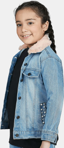 Girl In Blue Denim Jacket Mockup