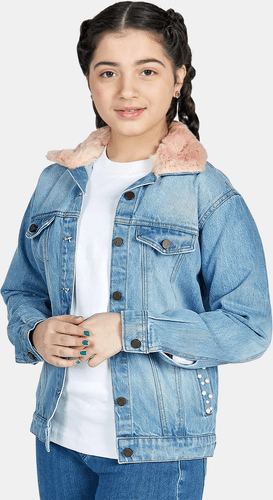 Girl In Denim Jacket Mockup